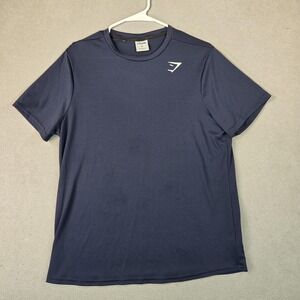 Gymshark Shirt Mens Medium Navy Blue Performance Athletic Gym Polyester Tee